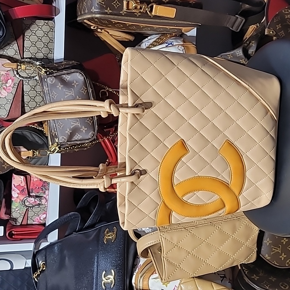 Chanel Cambon Line Tote Bag Calf Beige - Picture 1 of 14